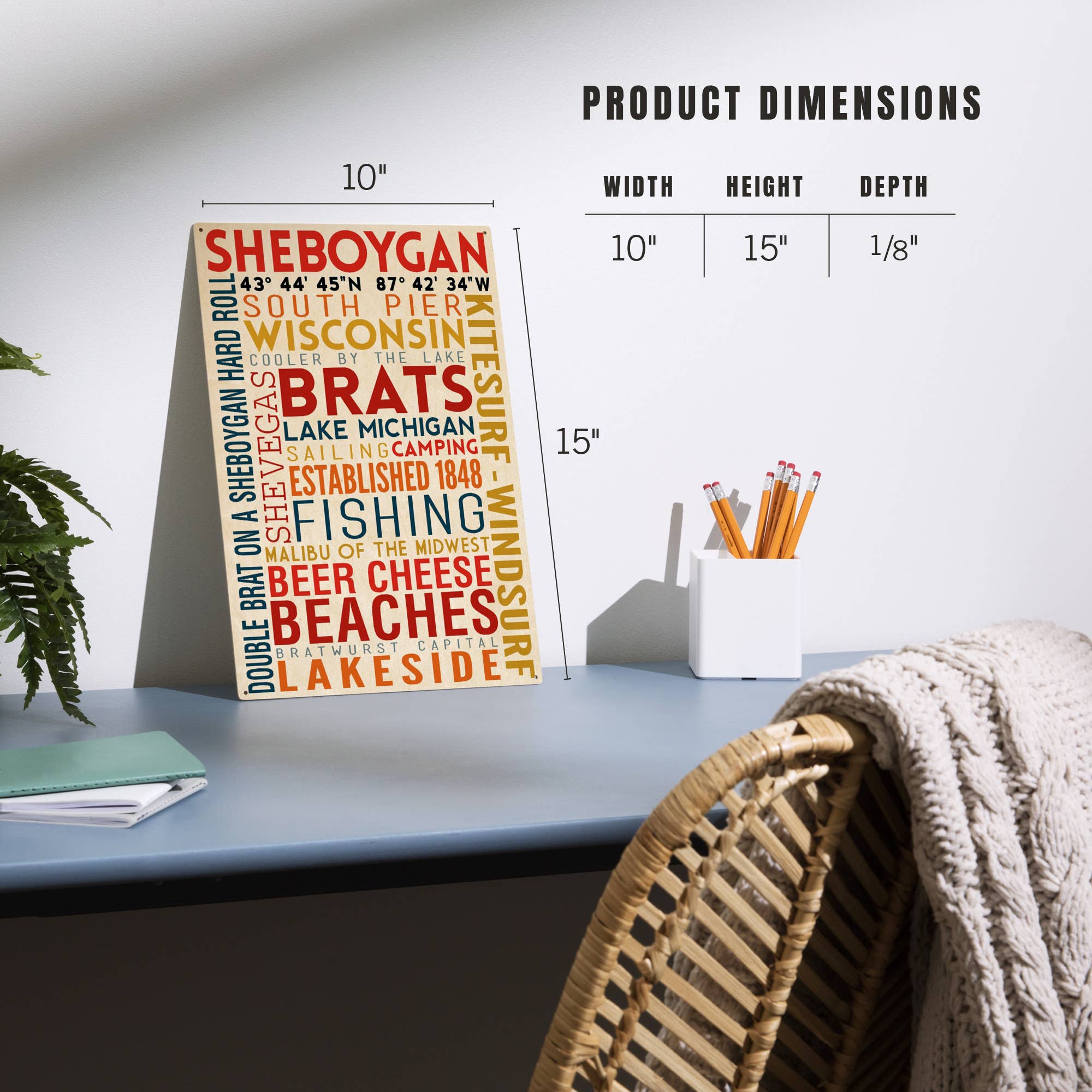 Lantern Press - Wholesale Wood Wall Art - WOOD SIGN ART Sheboygan, Wisconsin, Typography 27