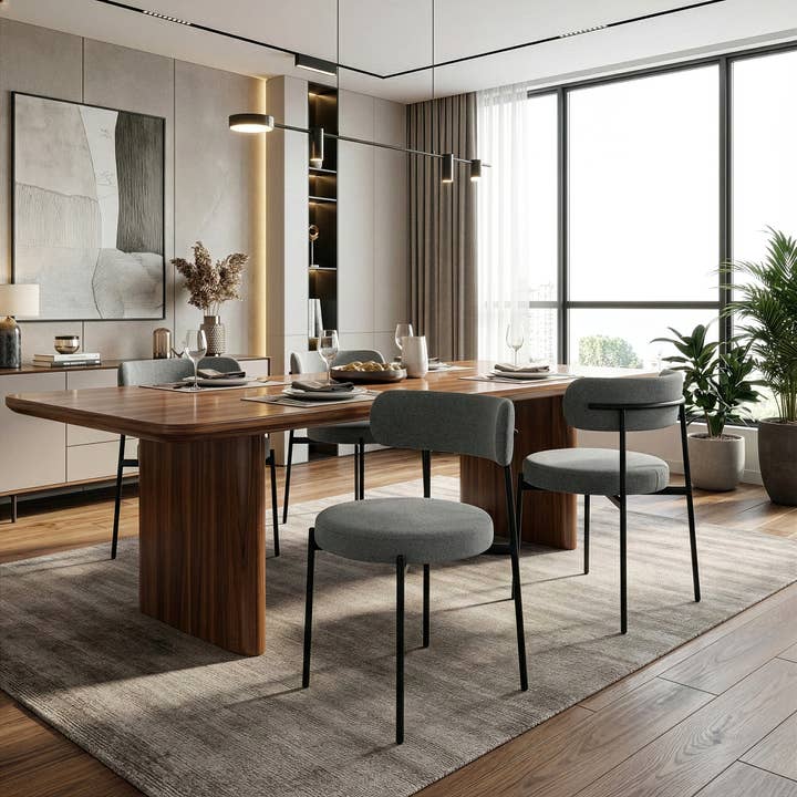 Ensemble de 2 chaises de salle à manger Avrom Boucle avec pieds en métal pour la vente par Glamour Home