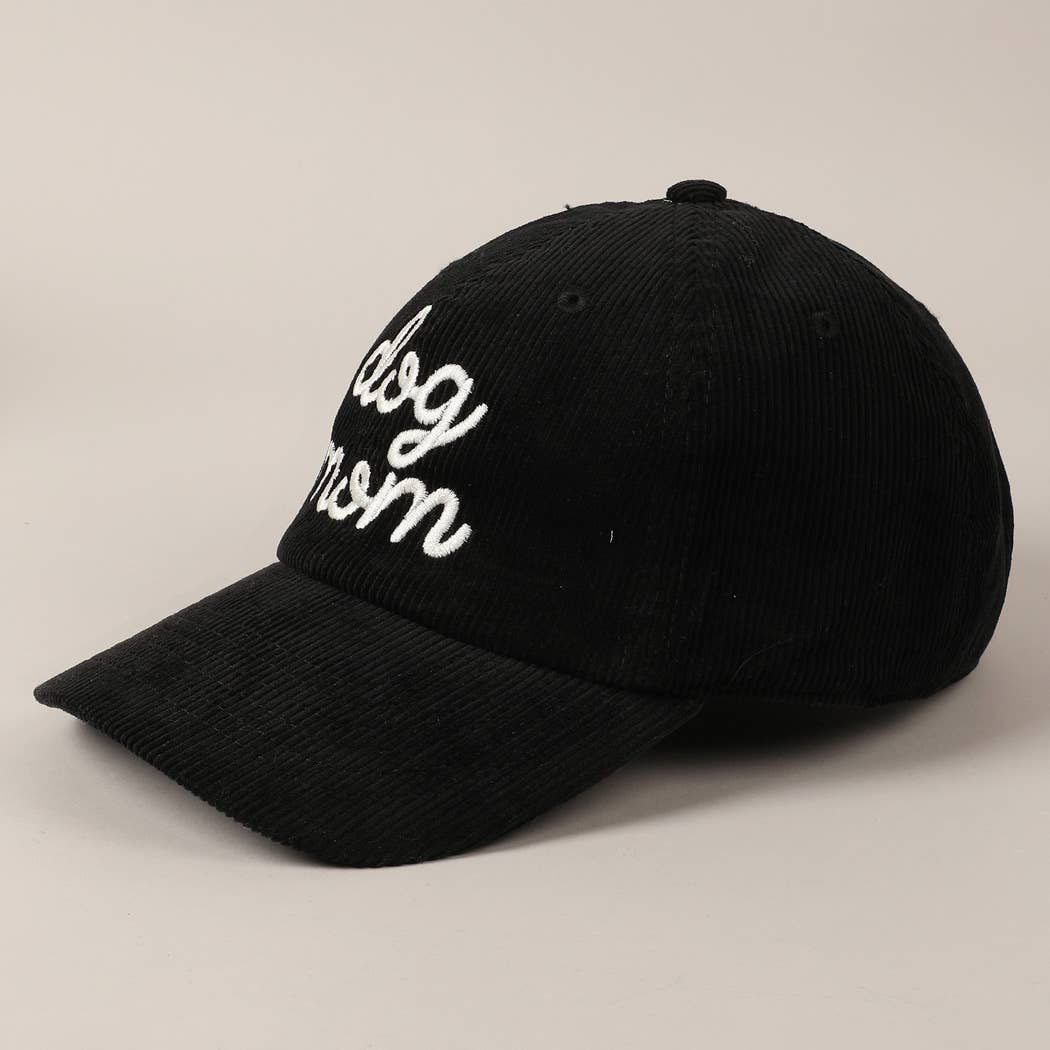 Fashion City - Wholesale Baseball Cap - Unisex - Dog Mom Text Solid Color Corduroy Baseball Cap3