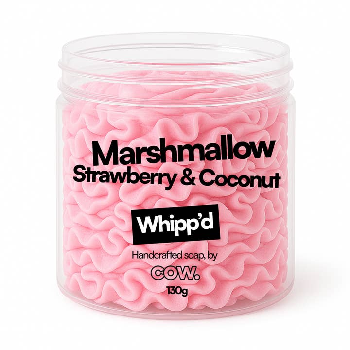 Marshmallow, Strawberry & Coconut - Whipped Soap 130g for wholesale by COW Home & Body