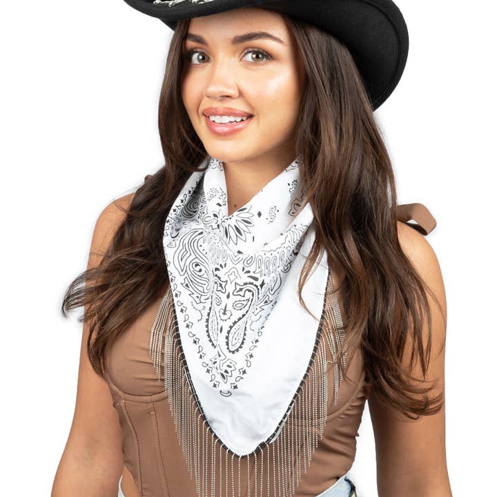 David And Young - Wholesale Bandana - Women's - Bling Chain Fringe Bandana 21 x 21 in1