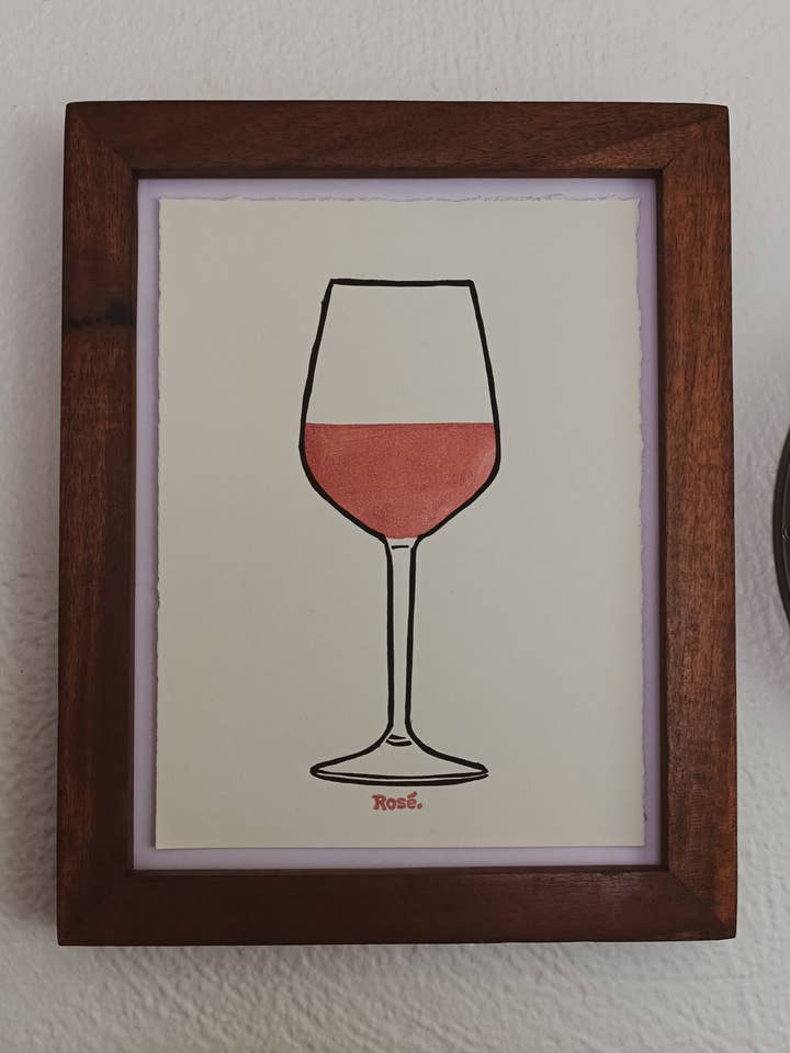 Rose Wine Mini Original Hand Pressed Print for wholesale by Sharell Katelynn