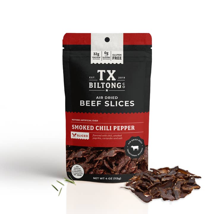 TX Biltong Co - Wholesale Jerky - Smoked Chili Pepper - Sliced Biltong Jerky