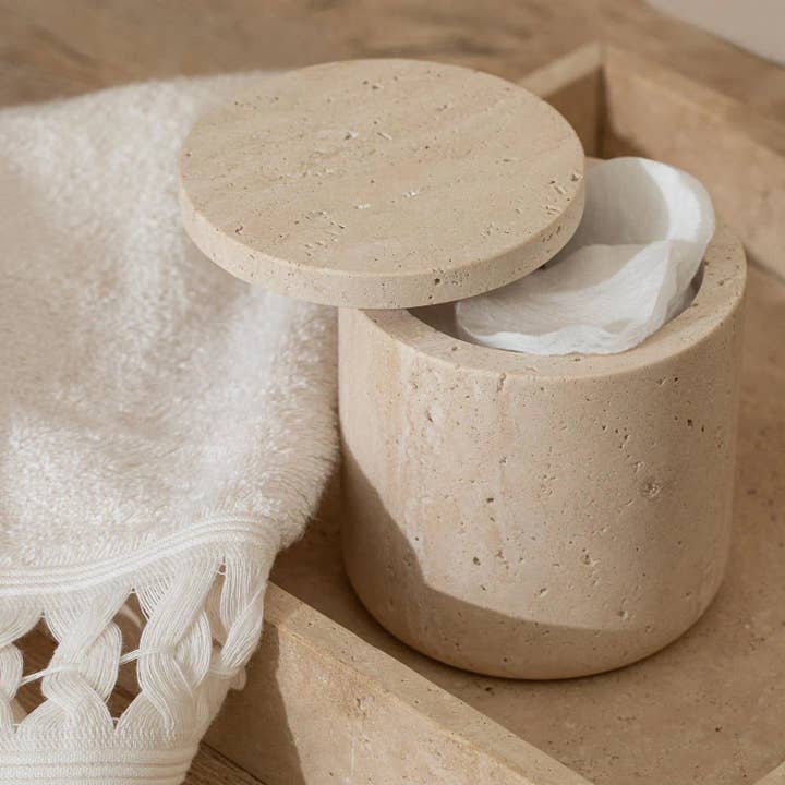 HAAND Craft - Vendita all'ingrosso Barattoli - Barattolo con Coperchio - Pietra di Travertino, Elegante e Pratico