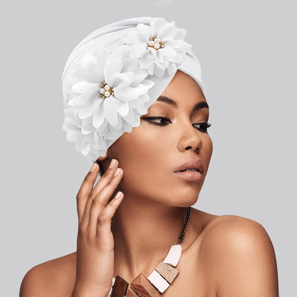 Sensibling Corp. - Vente Turban – femme - Chapeau turban orné de perles florales4