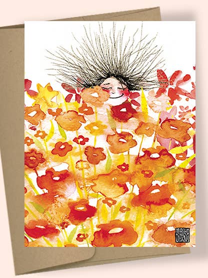 CARTE DE VOEUX AQUARELLE DE VISAGE DE FLEUR pour la vente par Studio Masha D'yans