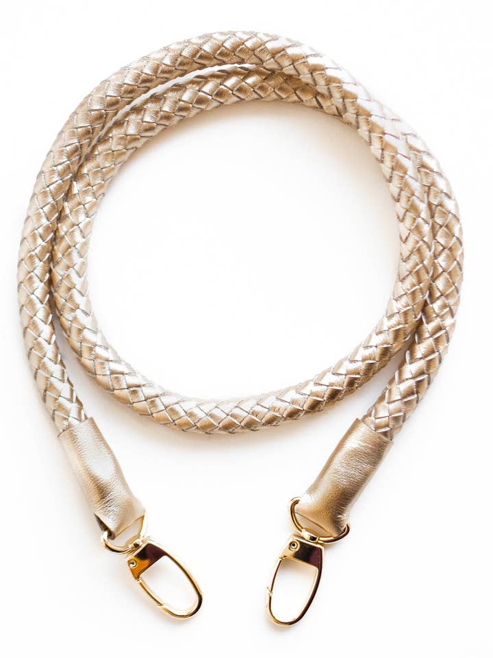 light gold hand-braided leather strap for wholesale by VOLTA ATELIER