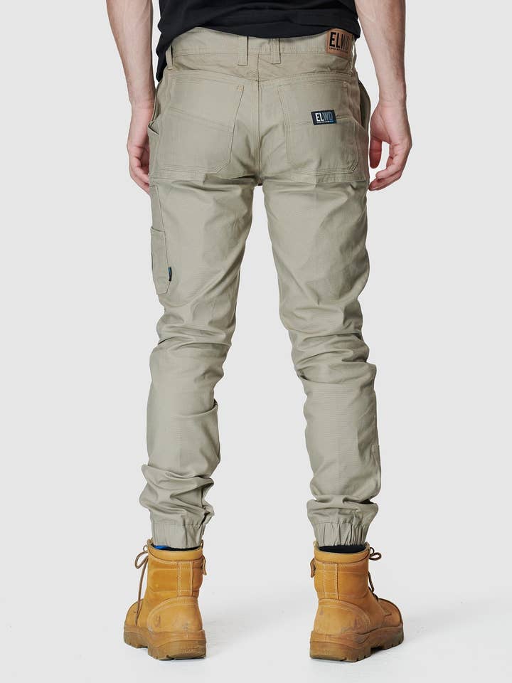 ELWD workwear - Vendita all'ingrosso Pantalone - Uomo - Pantaloni con risvolto da uomo Stone2