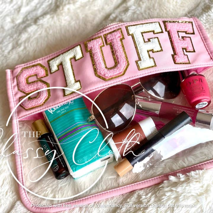 The Classy Cloth WS - Vendita all'ingrosso Astuccio - Donna - Pochette trasparente con lettere in ciniglia - STUFF RTS0