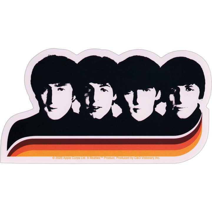 Sticker - The Beatles - B&W Group Shot With Swoosh for wholesale by Square Deal Recordings & Supplies