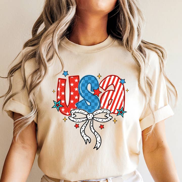 T-shirt graphique USA 4 juillet pour la vente par Happy Mail Wholesale