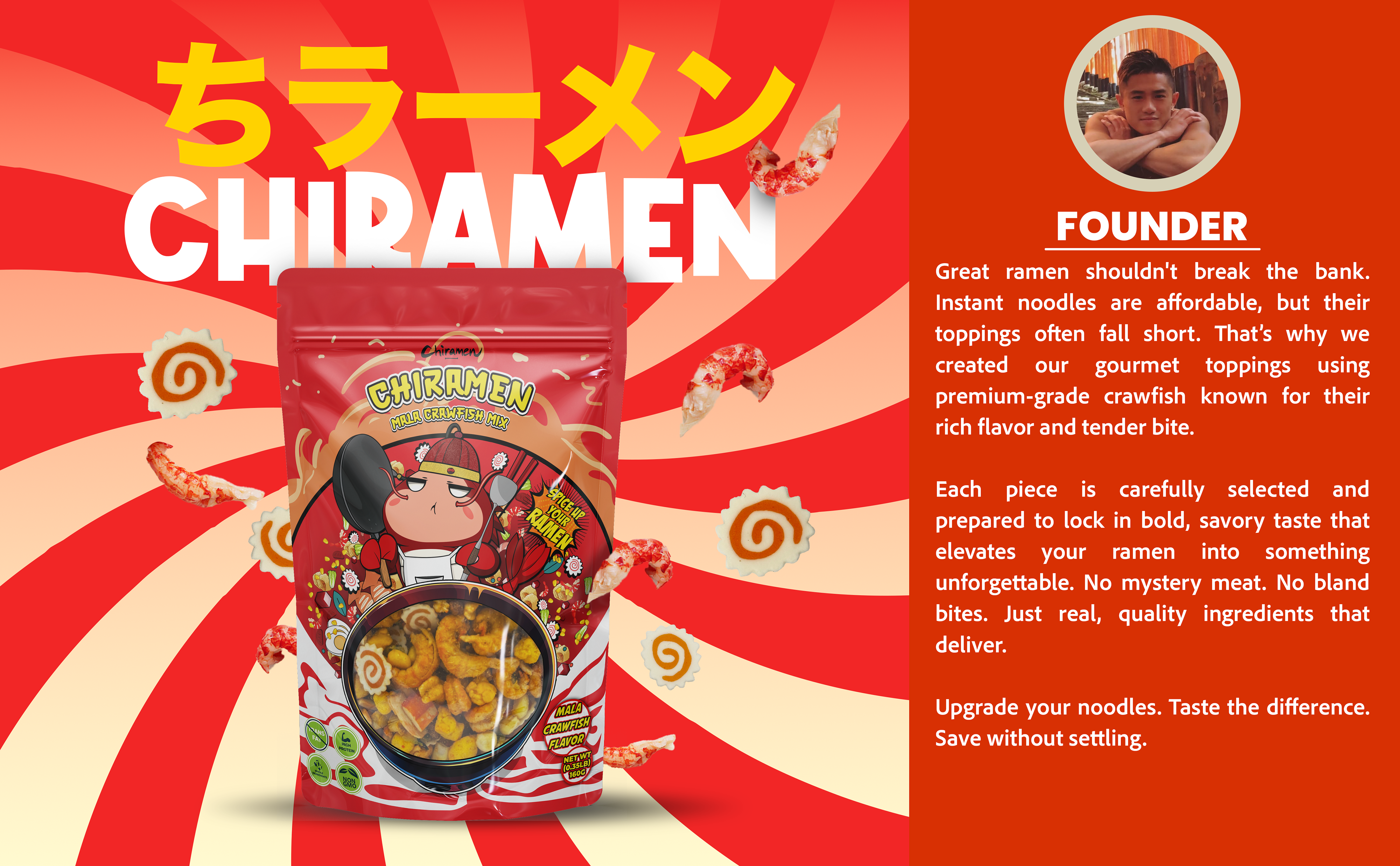 Chiramen - Wholesale Dried/Dehydrated Vegetables - CHIRAMEN Mala Crawfish Mix Ramen Toppings5