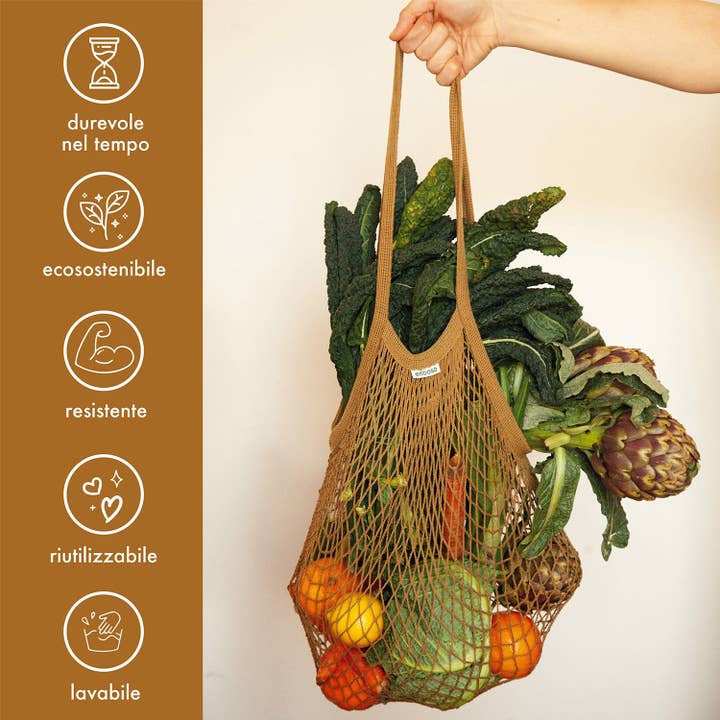 Enooso - Wholesale Grocery/Shopping Bag - Mesh bag Sand1