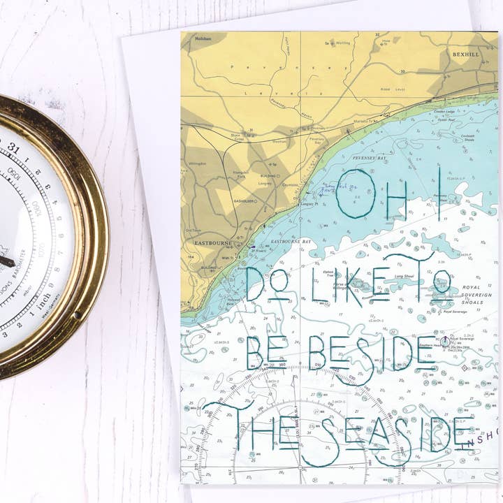 Oh I Do Like to be Beside the Seaside Greetings Card for wholesale by NaviStitch