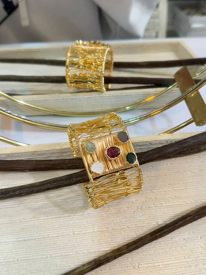 Agate Stone Cuff & Ring Set for wholesale by BUBU BY TEKIN SHOP