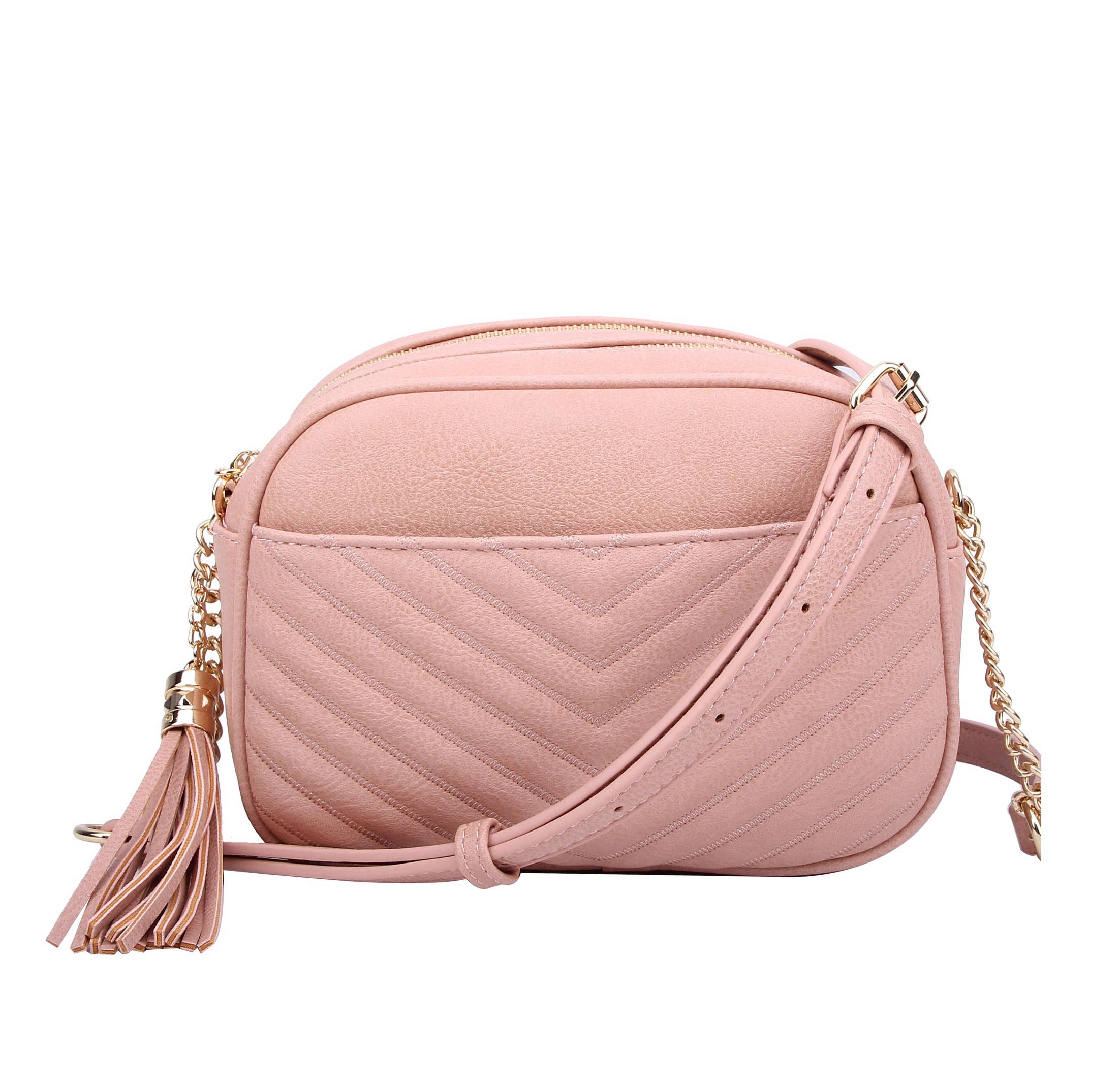 MiMi Wholesale - Vente Sac à bandoulière – femme - Sac à bandoulière Veronica à pompons cousus en V avec fermeture éclair9