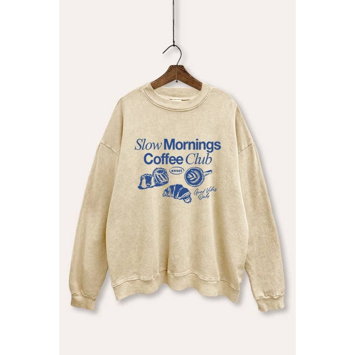 SLOW MORNINGS COFFEE CLUB GRAFISCHE MINERALEN WASSING SWEATSHIRT voor wholesale door STARCHIS