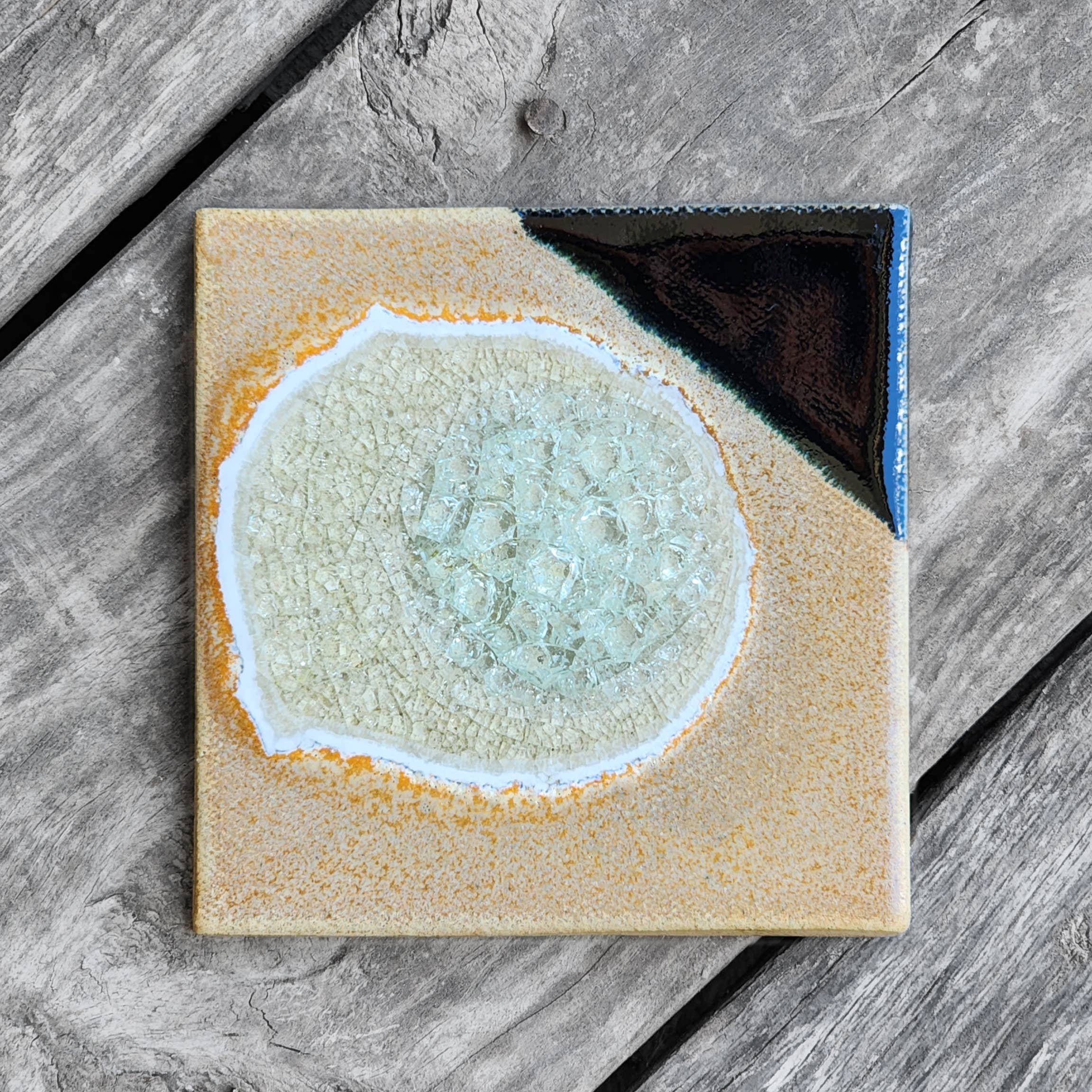 Dock 6 Pottery - Vente Sous-verre - Sous-verre Geode Crackle, individuel, 4 « x 4", verre fondu30