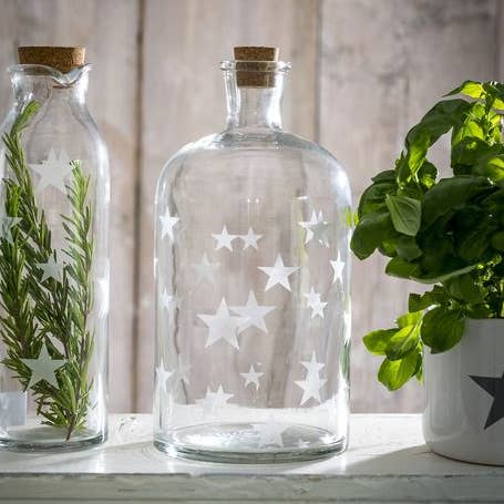 Lrge Narro Neck Glass Jar Star for wholesale by Retreat Home Ltd