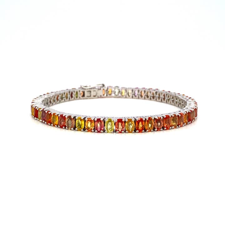 Multi Sapphire Bracelet in .925 Sterling Silver - KSD 43480 for wholesale by Kotawala Jewels
