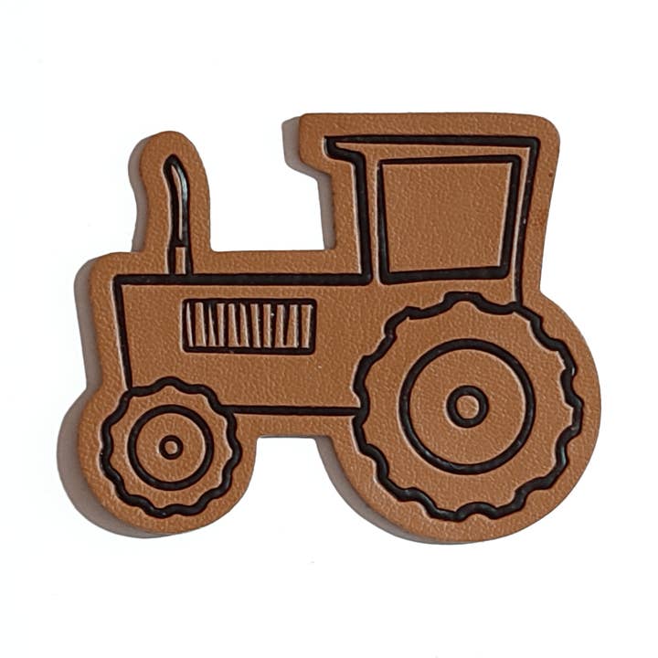 1 “Traktor” artificial leather label for wholesale by Ba.binaa Patterns