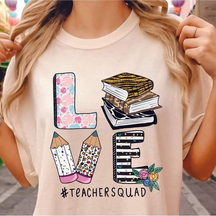 Love Teacher Squad DTF Transfer for wholesale by Nashville Design House