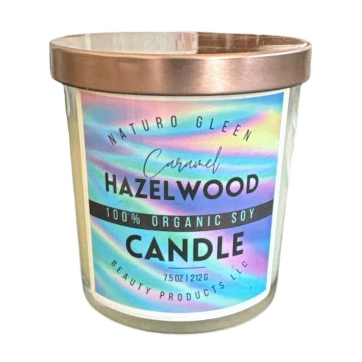 Bougie de soya 100 % biologique - Bois de noisetier - Caramel au bois de noisetier pour la vente par Naturo Gleen Beauty Products
