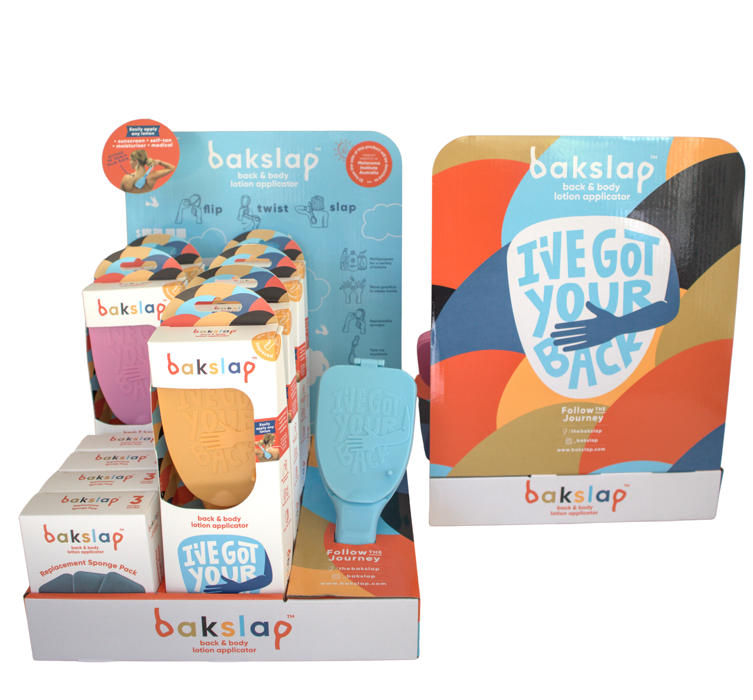 bakslap - Wholesale Retailer Display - Beauty & Wellness - Retailer Starter Package - Bakslap Lotion Applicator + POS17