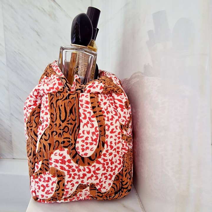 kikooni – Großhandel Schmink-/Kosmetiktasche – handgemachte Kosmetiktasche "h.Leopard"