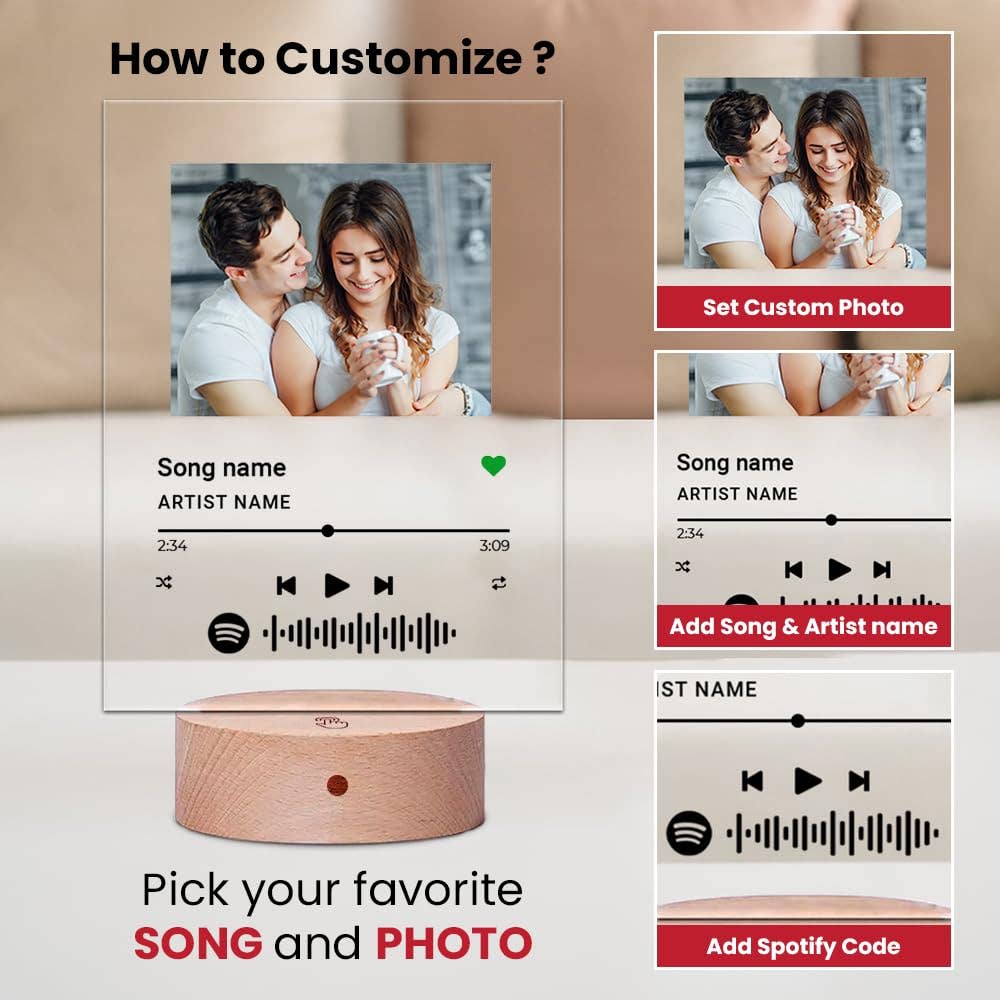 CanvasChamp - Wholesale Plaque - Personalized Spotify Acrylic Song Plaque with LED Base2
