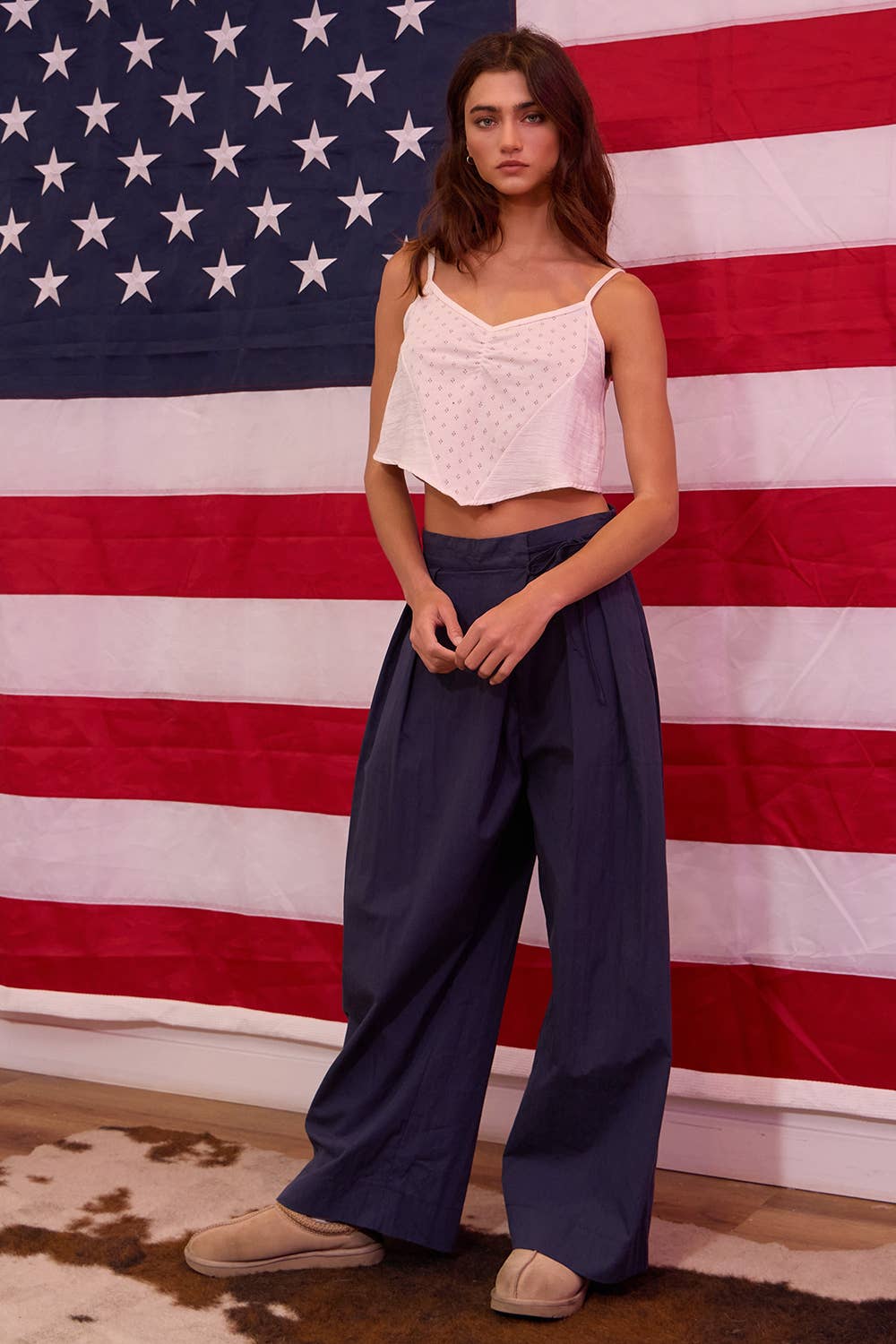 BUCKETLIST INC – wholesale Pants – Women's – IP5551 Overlapping Wrap Waist Tie Wide Leg Pants3