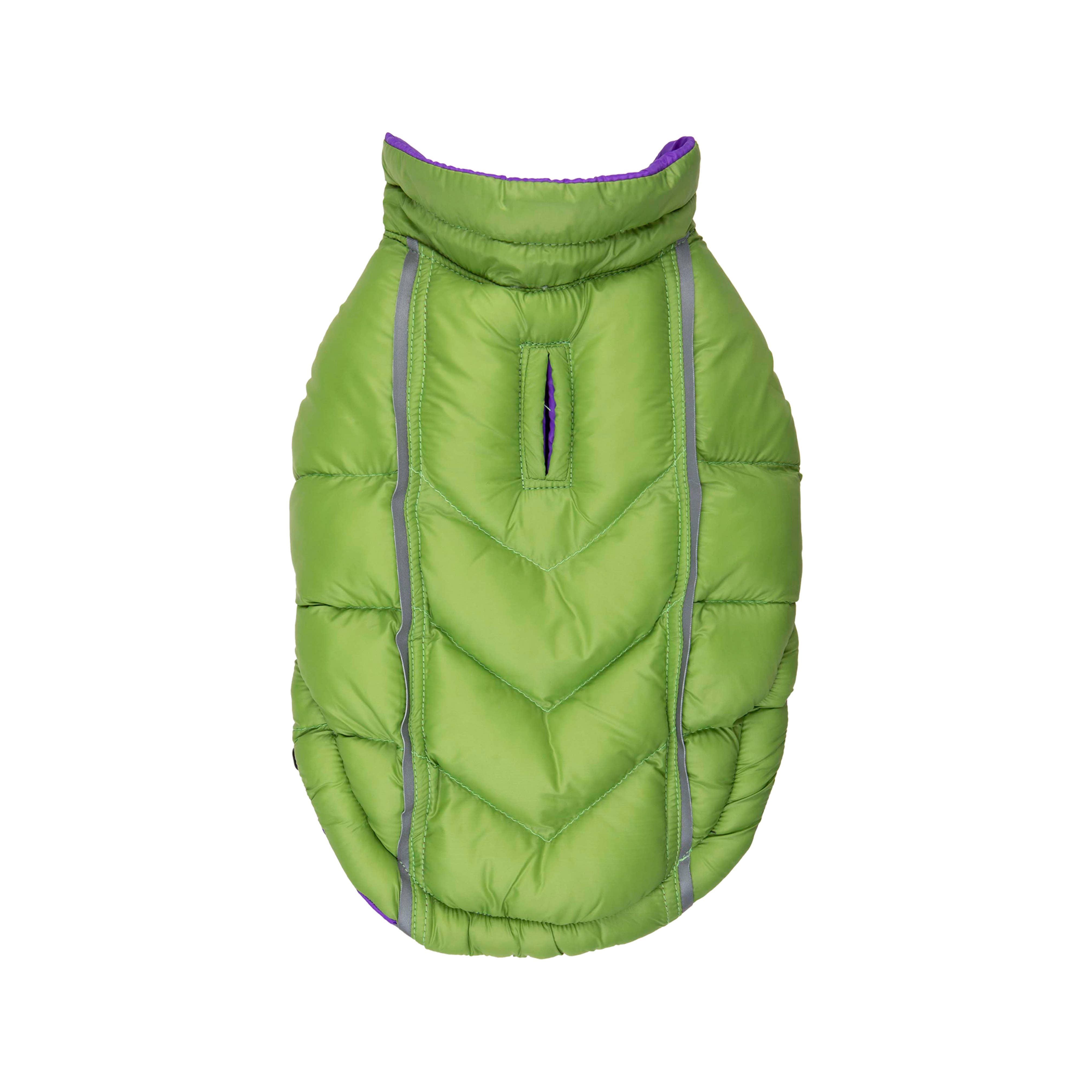 Barker's Bowtique - Vente Manteau – chien - Doudoune réversible et réfléchissante Featherlite - Vert/Violet2