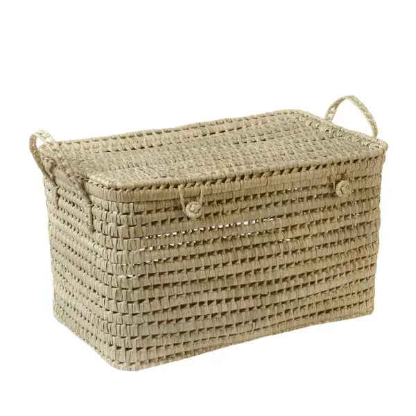 High crafty - Wholesale Basket - 🧺 Large Palm Leaf Basket with Lid – Handwoven Storage (Rect2