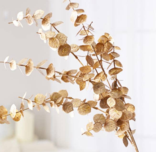 Factory Direct Craft - Wholesale Artificial Plant - 25-1/2"  Fake Metallic Gold Eucalyptus Spray1