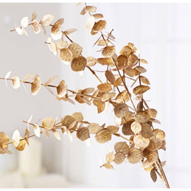 Factory Direct Craft - Wholesale Artificial plant - 25-1/2" Fake Metallic Gold Eucalyptus Spray1