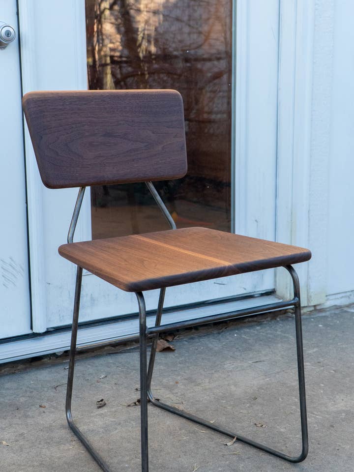 Walnut Hairpin Chair for wholesale by Harrow and Sickle Leather Goods
