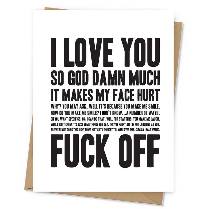 I Love You, Fuck Off for wholesale by The Card Aisle