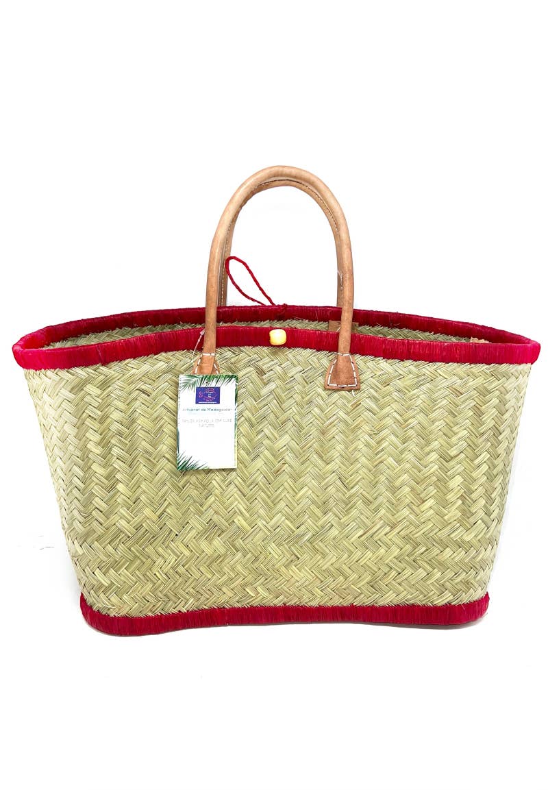 LINETA - Vente Sac de plage - panier de Madagascar avec pochon WAX4