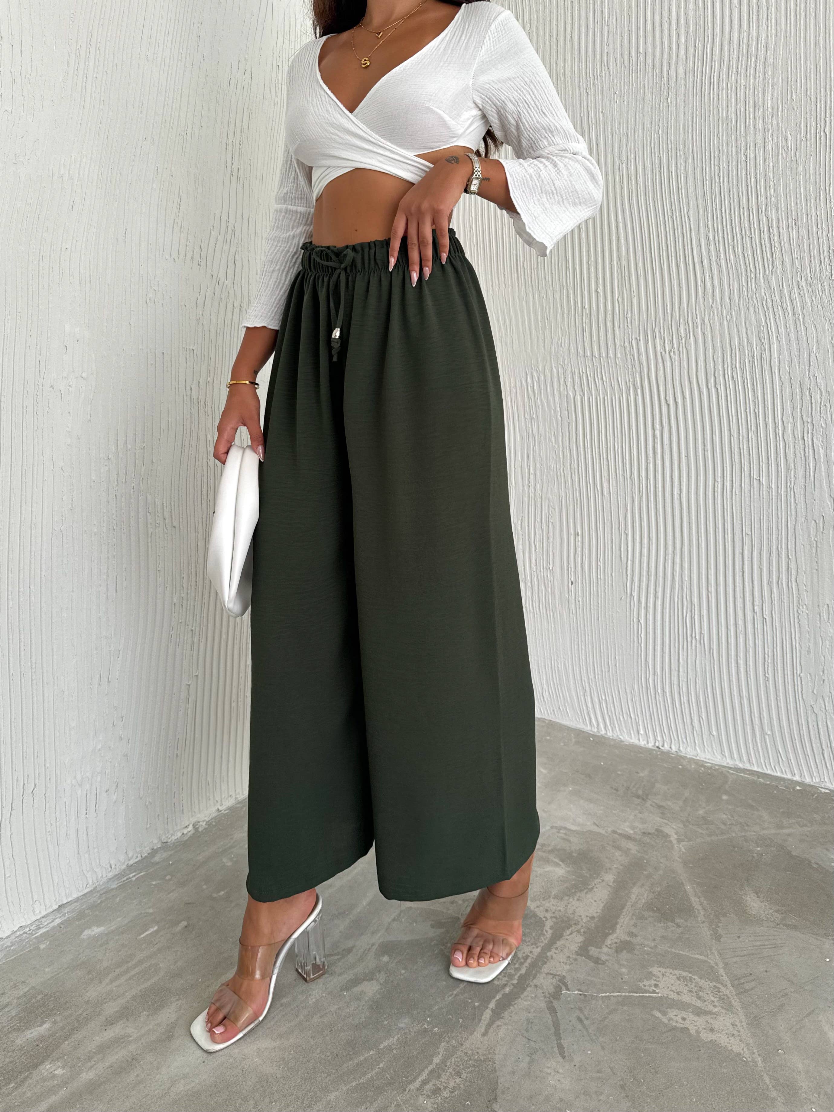 VAV NEW YORK - Wholesale Pants - Women's - Women's Solid Color Palazzo Pants Wide Leg Elastic4
