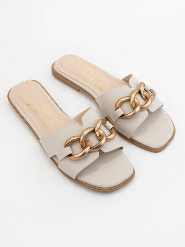 CCOCCI - Wholesale Sandals - Women's - BRONZE BOLD CHAIN H-SHAPED SANDAL1