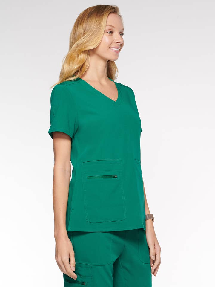Aura Naturale – wholesale Healthcare uniform – Women's – Kara Women Rounded V-Neck Scrubs Top with 4 Pockets (94002)