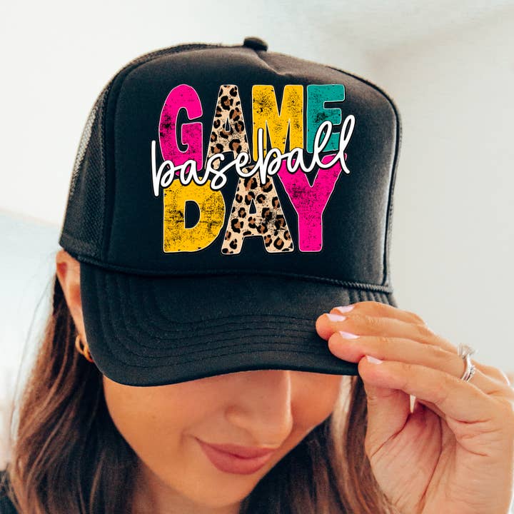 Game Day Baseball Distressed Trucker Hat | Gameday for wholesale by Gia Gifts Boutique