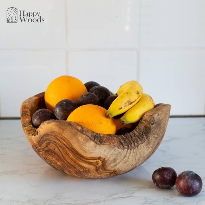 Next Day Shop - Wholesale Bowl - Large Olive Wood Bowl, Rustic Wooden Fruit Bowl
