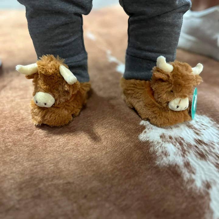 Jomanda Soft Toys & Accessories - Wholesale Slippers - Baby - Horny Highland Cow Plush Baby Soft Slippers House Shoes