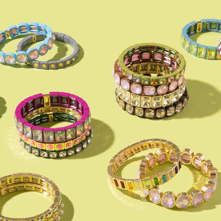 Enamel Stretch Bracelet - Earth Tone Colors - Asst Styles for wholesale by Taylor Elliott Designs