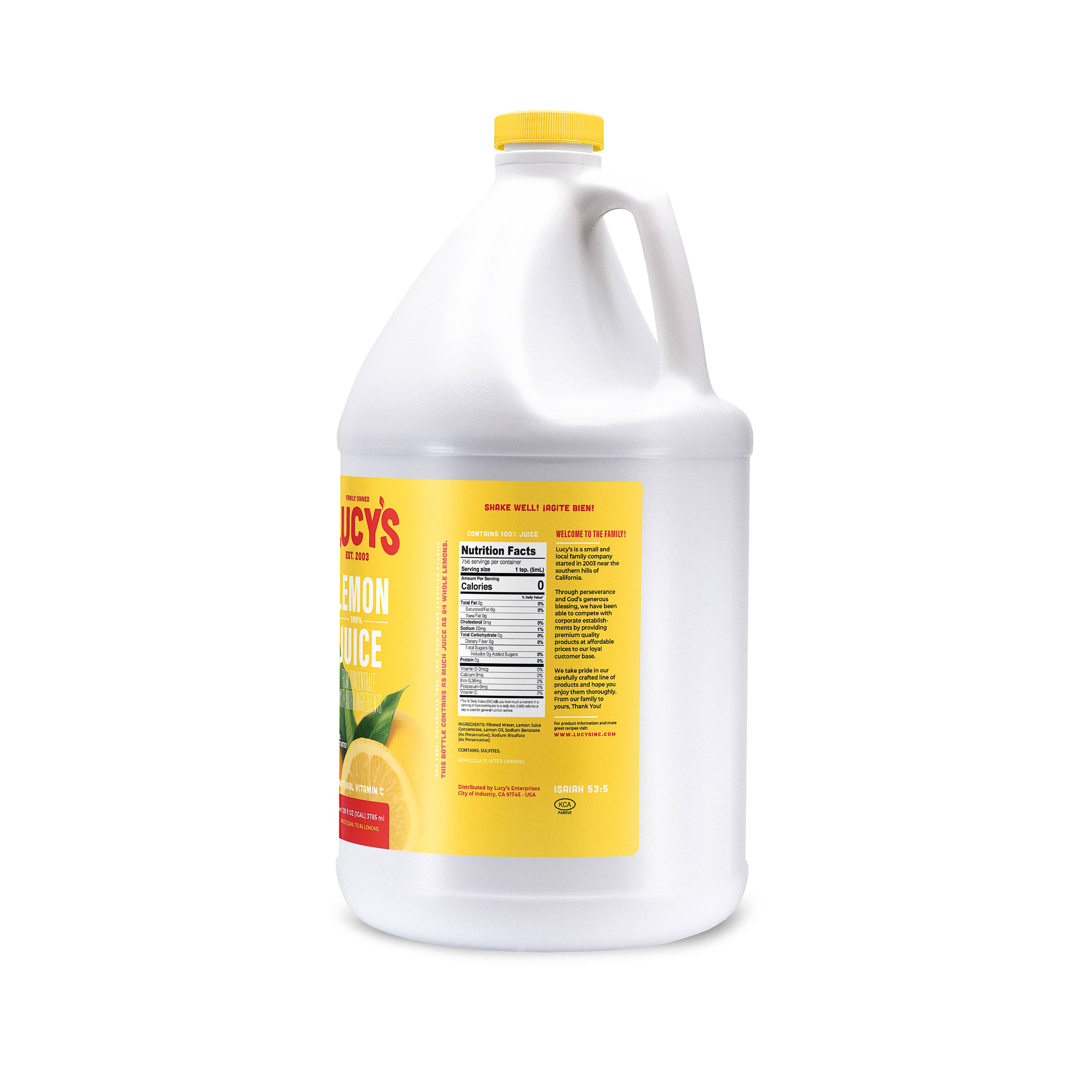 Lucy's - Wholesale Fruit Juice - Lucy's Family Owned - 100% Lemon Juice 128oz.2