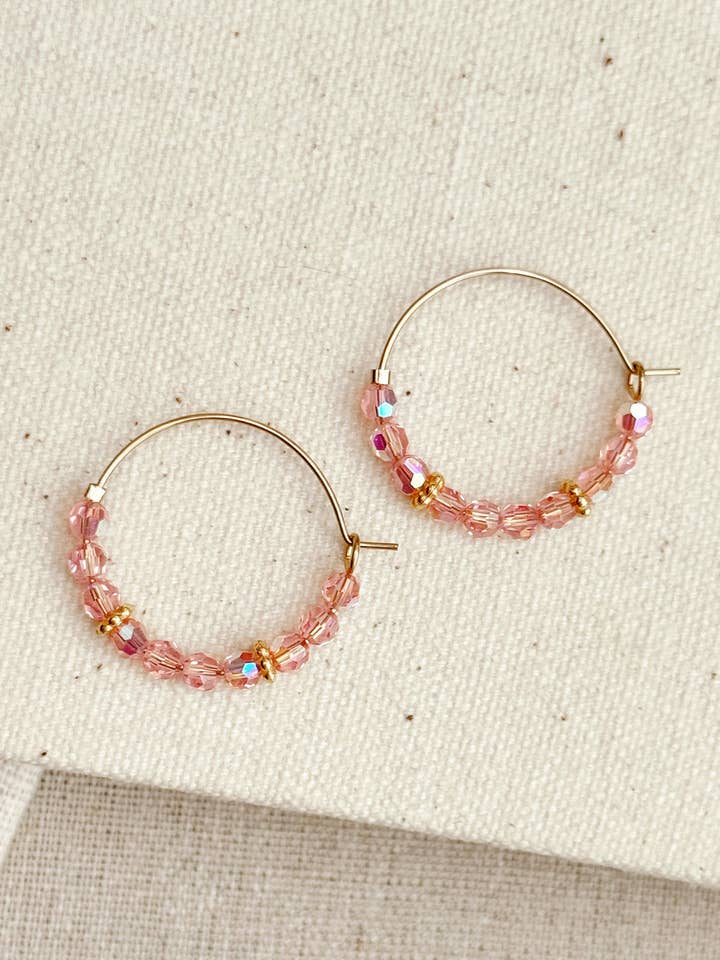 Round Swarovski Crystal Beaded Hoop Earrings for wholesale by Gracie Rose Designs