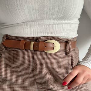 Classic Wide Genuine Leather Round Buckle Belt