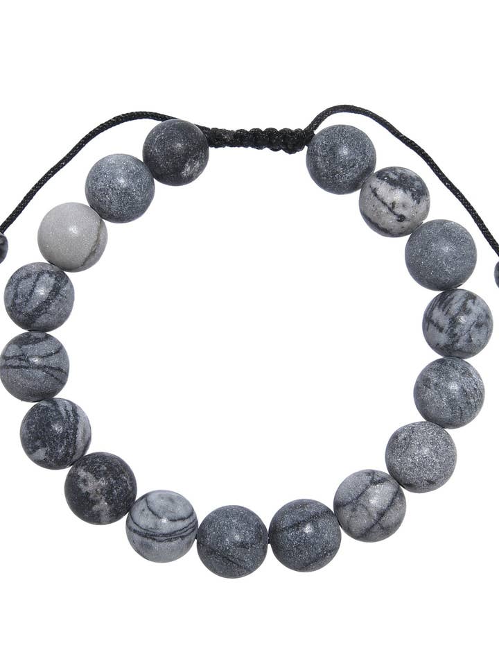 Black Network Stone-Matte Braided Bracelet B4153-10MM for wholesale by Ole