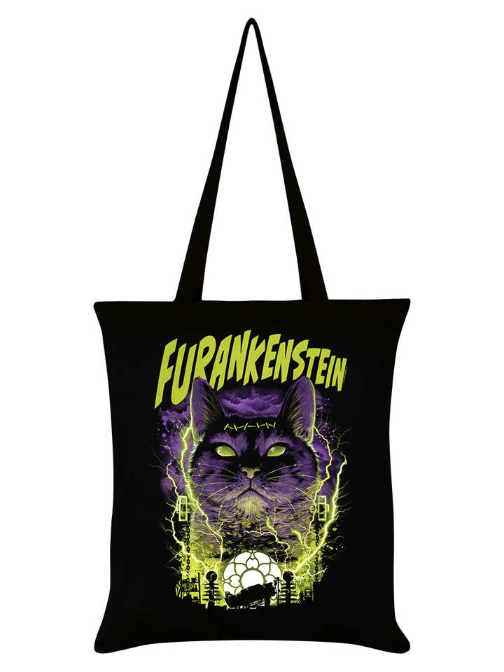 Horror Cats Furankenstein Black Tote Bag for wholesale by Grindstore
